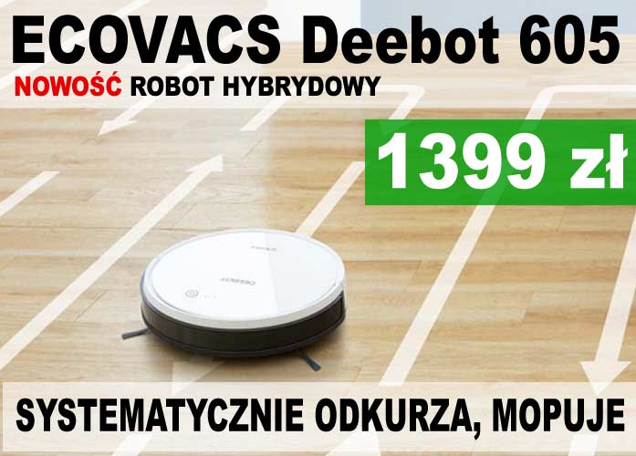 Ecovacs Deebot 605 - Najlepszy robot odurzająco mopujący do 1500 zł.