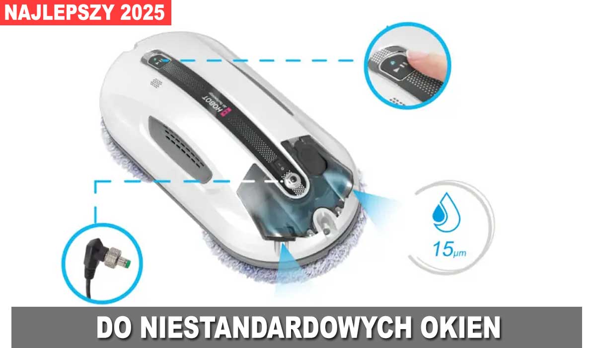 Hobot R3 8m - najlepszy do mycia standardowych okien (prostokątne, kwadratowe), ale też dużych przeszkleń.
